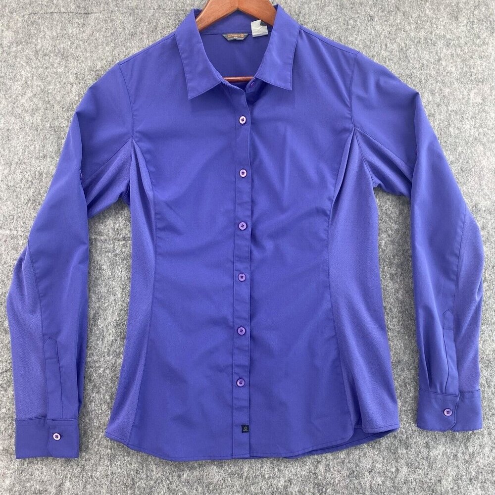 Merrell Slick Wick Button Up Shirt Women's M Purple Roll Up L/S Outdoor Golf Top